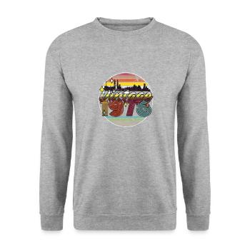 Vintage 1976 - Unisex Pullover - Weißgrau meliert - Vorne - Alina (178cm) & Michal (187cm)