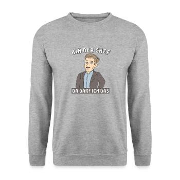 MANN BIN DER CHEF - Unisex Pullover - Weißgrau meliert - Vorne - Alina (178cm) & Michal (187cm)