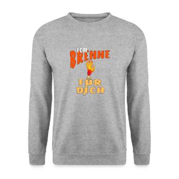 STREICHHOLZ ICH BRENNE FÜR DICH - Unisex Pullover - Weißgrau meliert - Vorne - Alina (178cm) & Michal (187cm)