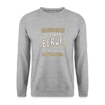 GRAFIKDESIGNER NICHT NUR EIN BERUF - Unisex Pullover - Weißgrau meliert - Vorne - Alina (178cm) & Michal (187cm)