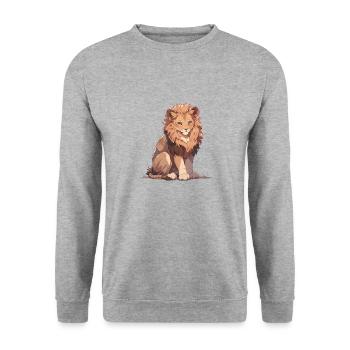 Lion, Wildcat, Lion's Head, Lion, Baby, Big Cat - Unisex Sweatshirt - salt & pepper - Front - Alina (178cm) & Michal (187cm)