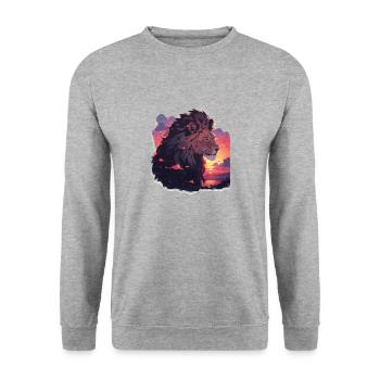 Lion, Wildcat, Lion's Head, Lion, Baby, Big Cat - Unisex Sweatshirt - salt & pepper - Front - Alina (178cm) & Michal (187cm)