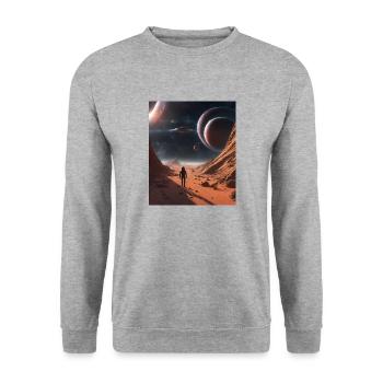 Astronomie Weltall Planeten - Unisex Pullover - Weißgrau meliert - Vorne - Alina (178cm) & Michal (187cm)