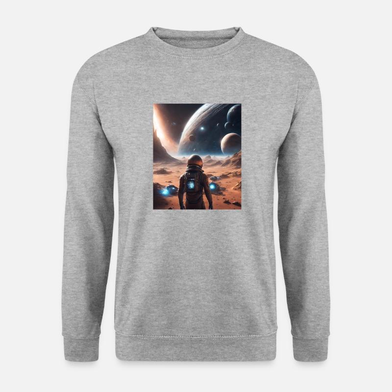 Planeten Weltall - Unisex Pullover - Weißgrau meliert