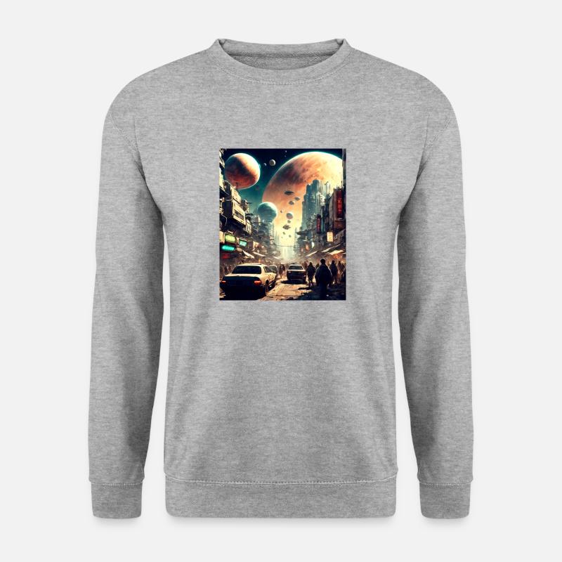 Japan Weltall - Unisex Pullover - Weißgrau meliert
