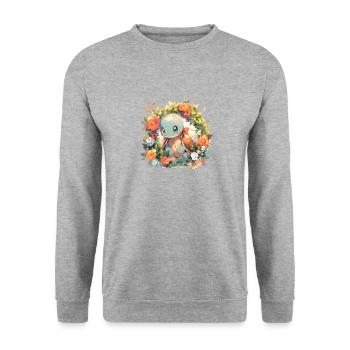 Turtle Baby Turtle Armored Lizard Lizard - Unisex Sweatshirt - salt & pepper - Front - Alina (178cm) & Michal (187cm)