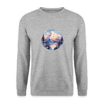 Mountain Mountains Mountain Mountains Mountain Landscape Mountaineer - Unisex Sweatshirt - salt & pepper - Front - Alina (178cm) & Michal (187cm)