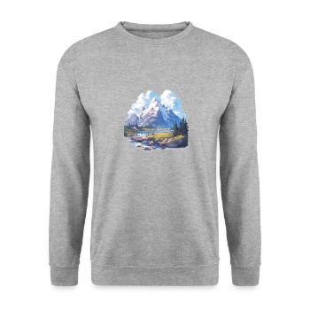 Mountain Mountains Mountain Mountains Mountain Landscape Mountaineer - Unisex Sweatshirt - salt & pepper - Front - Alina (178cm) & Michal (187cm)