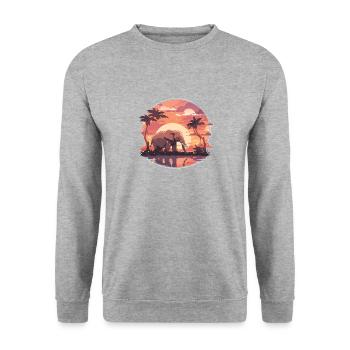 Éléphant, Éléphant, Pachyderme, Animal, Afrique, Safari - Sweat-shirt Unisexe - gris chiné - Devant - Alina (178cm) & Michal (187cm)