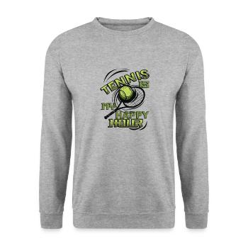 Tennis Ist Meine Happy Hour, Tennisspieler, Tennis - Unisex Pullover - Weißgrau meliert - Vorne - Alina (178cm) & Michal (187cm)