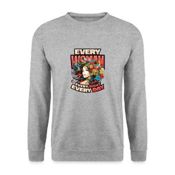 Every woman, every right, every day, women's rights - Unisex Sweatshirt - salt & pepper - Front - Alina (178cm) & Michal (187cm)