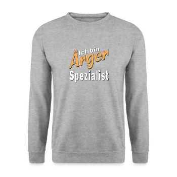 Ich bin Ärger Spezialist - Unisex Pullover - Weißgrau meliert - Vorne - Alina (178cm) & Michal (187cm)