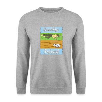 MENSCH TRAURIG KATZE - Unisex Pullover - Weißgrau meliert - Vorne - Alina (178cm) & Michal (187cm)