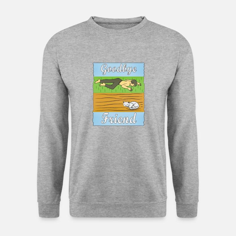 MENSCH TRAURIG KATZE - Unisex Pullover - Weißgrau meliert