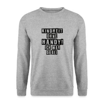 Kindheit Ohne Handy Ich War Dabei 90er Jahre - Unisex Pullover - Weißgrau meliert - Vorne - Alina (178cm) & Michal (187cm)