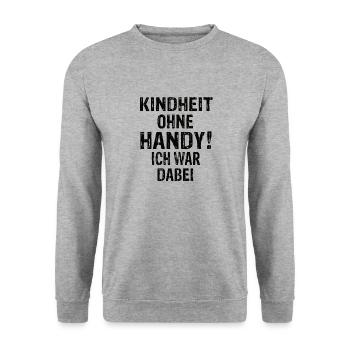 Kindheit Ohne Handy Ich War Dabei 90er Jahre - Unisex Pullover - Weißgrau meliert - Vorne - Alina (178cm) & Michal (187cm)