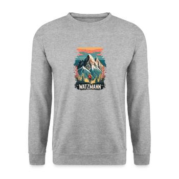 Watzmann Hiking - Berchtesgaden Alps Bavaria - Unisex Sweatshirt - salt & pepper - Front - Alina (178cm) & Michal (187cm)