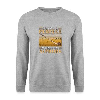 ALPHORN BUT I CAN BLOW THE ALPHORN - Unisex Pullover - Weißgrau meliert - Vorne - Alina (178cm) & Michal (187cm)