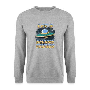 UFO LET'S BECOME FRIENDS - Unisex Sweatshirt - salt & pepper - Front - Alina (178cm) & Michal (187cm)