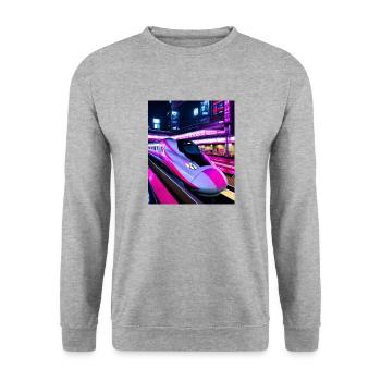 Zug Japan Tokio Nacht - Unisex Pullover - Weißgrau meliert - Vorne - Alina (178cm) & Michal (187cm)