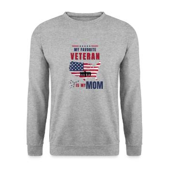 Mein Lieblingsveteran ist der Veteranentag meiner Mutter in den USA - Unisex Pullover - Weißgrau meliert - Vorne - Alina (178cm) & Michal (187cm)