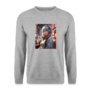 Tokio Japan - Unisex Pullover - Weißgrau meliert - Vorne - Alina (178cm) & Michal (187cm)