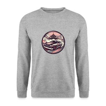 Japanese style car, JDM - Unisex Sweatshirt - salt & pepper - Front - Alina (178cm) & Michal (187cm)