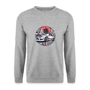 Japanese style car, JDM - Unisex Sweatshirt - salt & pepper - Front - Alina (178cm) & Michal (187cm)