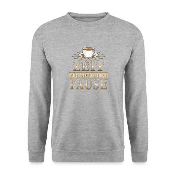 KAFFEE ZEIT FÜR PAUSE - Unisex Pullover - Weißgrau meliert - Vorne - Alina (178cm) & Michal (187cm)