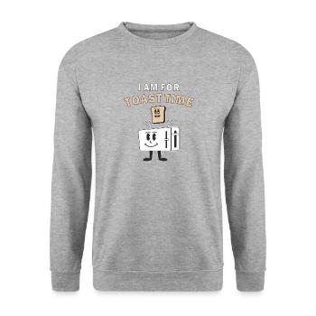 GRILLE-PAIN JE SUIS POUR L’HEURE DU TOAST - Sweat-shirt Unisexe - gris chiné - Devant - Alina (178cm) & Michal (187cm)