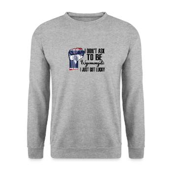 Wyomingite Amerikaner US-Patriot USA Gewachsen - Unisex Pullover - Weißgrau meliert - Vorne - Alina (178cm) & Michal (187cm)
