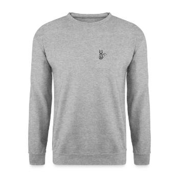 Polygon Fox Funny Minimalism Geometry - polygon - Unisex Pullover - Weißgrau meliert - Vorne - Alina (178cm) & Michal (187cm)