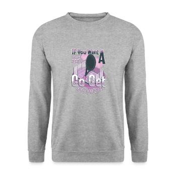 Wenn Sie Einen Weichen Aufschlag Wünschen - Unisex Pullover - Weißgrau meliert - Vorne - Alina (178cm) & Michal (187cm)