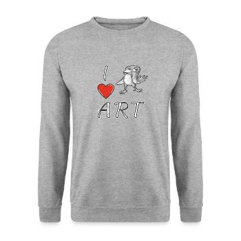 I LOVE ART BIRDS - Unisex Sweatshirt - salt & pepper - Front - Alina (178cm) & Michal (187cm)