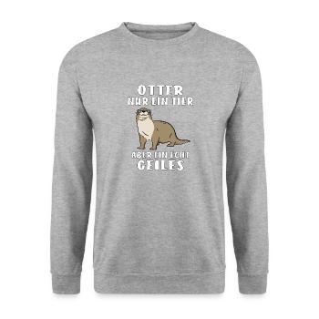 LA LOUTRE, UN ANIMAL - Sweat-shirt Unisexe - gris chiné - Devant - Alina (178cm) & Michal (187cm)