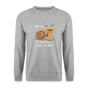 MEIN SCHNECKEN EHRENWORT - Unisex Pullover - Weißgrau meliert - Vorne - Alina (178cm) & Michal (187cm)