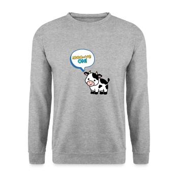 ¡Moo-ve On ! Un entraîneur de vache motivant drôle - Sweat-shirt Unisexe - gris chiné - Devant - Alina (178cm) & Michal (187cm)