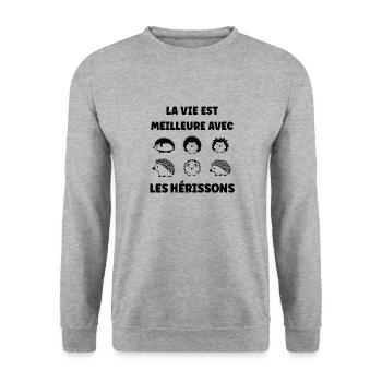 Hérisson - Sweat-shirt Unisexe - gris chiné - Devant - Alina (178cm) & Michal (187cm)