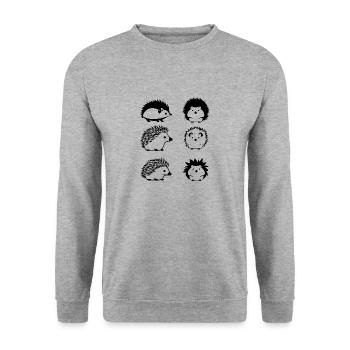 Igel - Unisex Pullover - Weißgrau meliert - Vorne - Alina (178cm) & Michal (187cm)