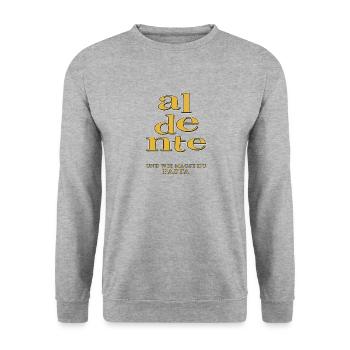aldente UND WIE MAGST DU PASTA - Unisex Pullover - Weißgrau meliert - Vorne - Alina (178cm) & Michal (187cm)