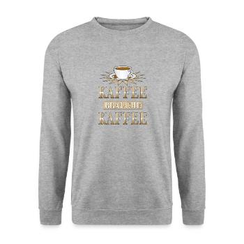 KAFFEE BRAUCHE KAFFEE - Unisex Pullover - Weißgrau meliert - Vorne - Alina (178cm) & Michal (187cm)