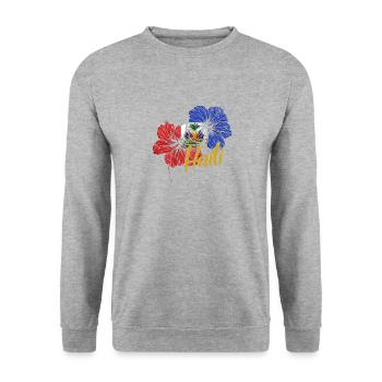 Haiti Haitian Flag Ayiti Haitian I Gift - Unisex Sweatshirt - salt & pepper - Front - Alina (178cm) & Michal (187cm)