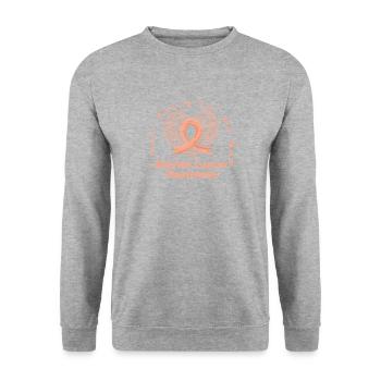 Chemise de sensibilisation au cancer de l’utérus, je porte de la pêche pour - Sweat-shirt Unisexe - gris chiné - Devant - Alina (178cm) & Michal (187cm)