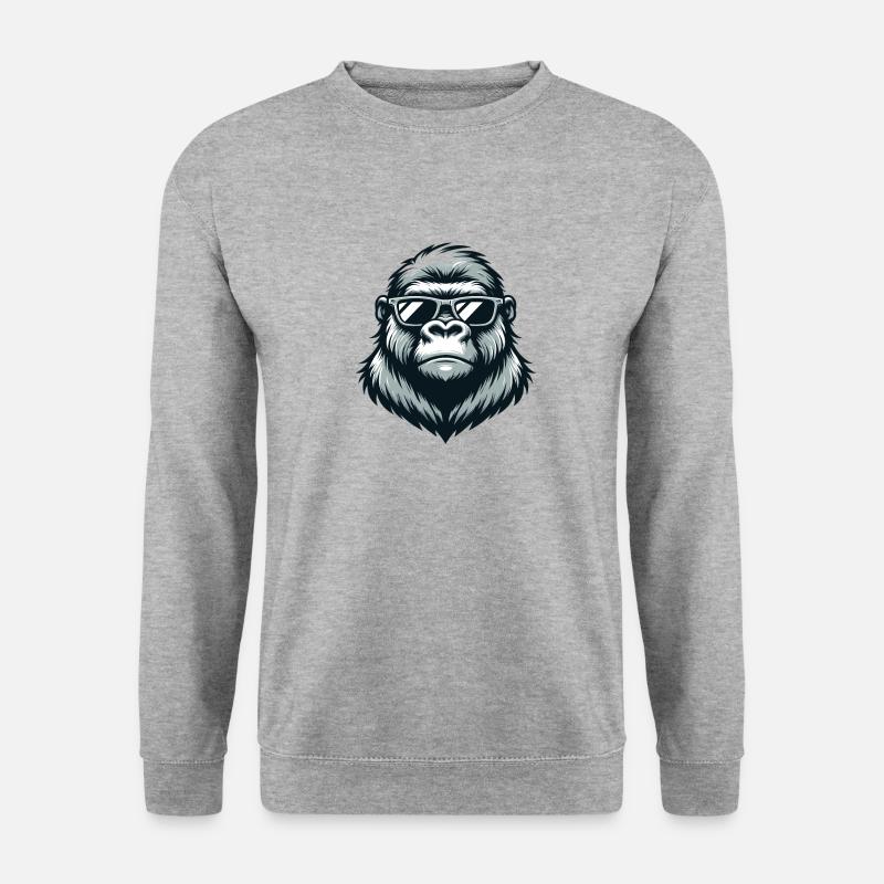 Gorilla mit Sonnenbrille - Unisex Pullover - Weißgrau meliert