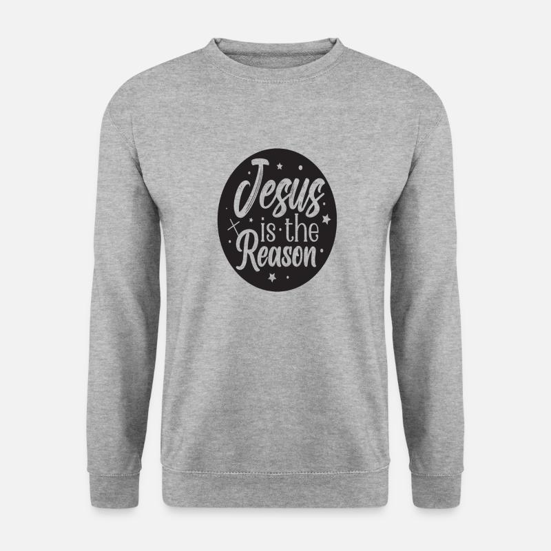 Jesus is the Reason - Unisex Pullover - Weißgrau meliert