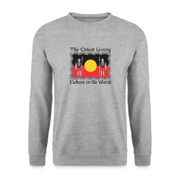 The Oldest Living Culture in the World - Unisex Sweatshirt - salt & pepper - Front - Alina (178cm) & Michal (187cm)