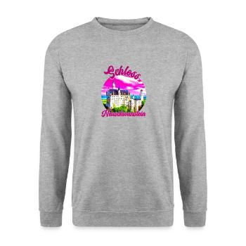Bayern Schloss Neuschwanstein Deutschland - Unisex Pullover - Weißgrau meliert - Vorne - Alina (178cm) & Michal (187cm)