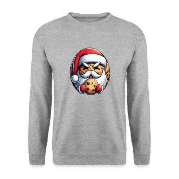 Père Noël en biscuit - Sweat-shirt Unisexe - gris chiné - Devant - Alina (178cm) & Michal (187cm)