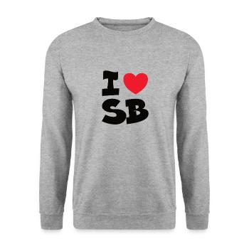 I Love SB Saarbrücken Saarland Saarländisch Saar - Unisex Sweatshirt - salt & pepper - Front - Alina (178cm) & Michal (187cm)