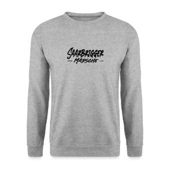 Saarbrigger Mädsche Saarland Saarländisch Dialekt - Unisex Pullover - Weißgrau meliert - Vorne - Alina (178cm) & Michal (187cm)